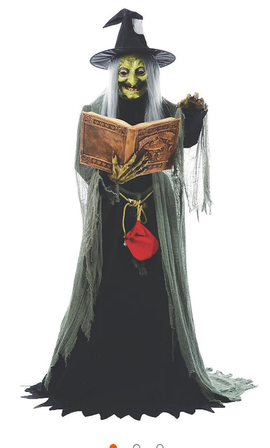 5.7' Animated Spell-Speaking Witch Halloween Decoration