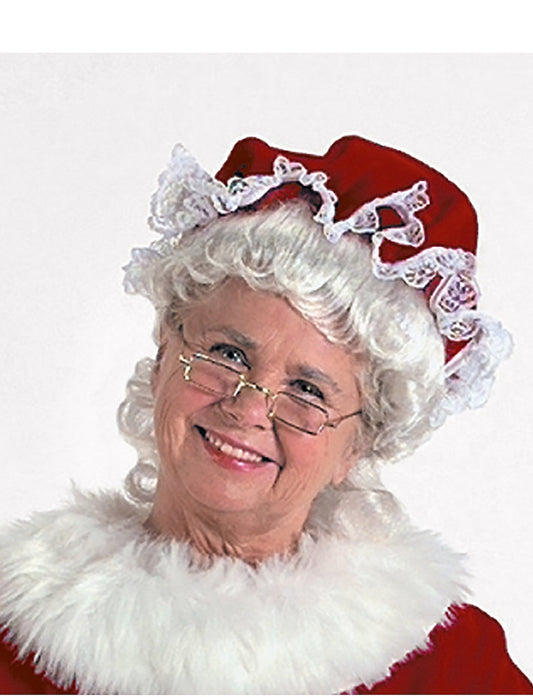 Burgundy Velvet Mrs. Claus Mop Hat