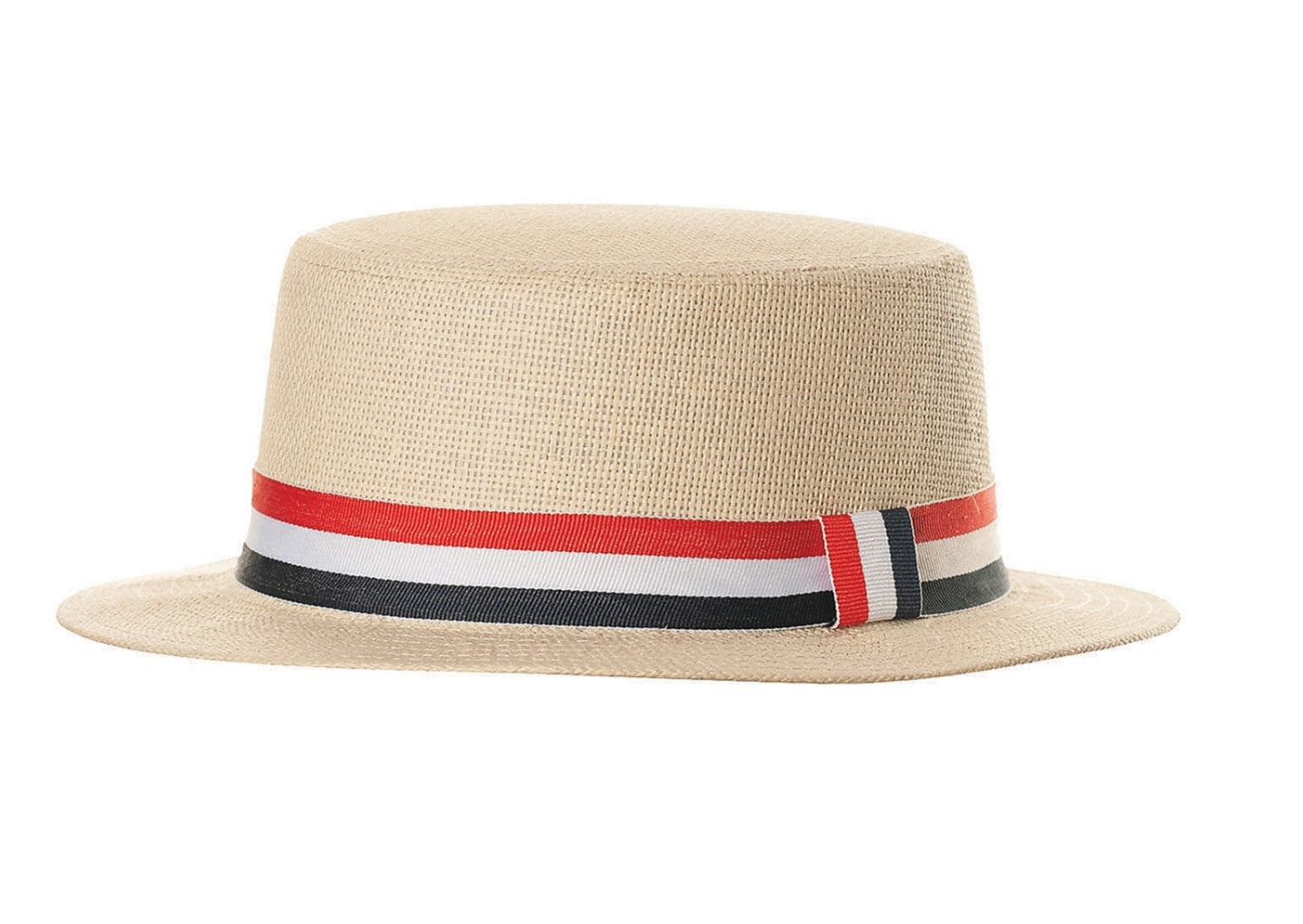 Adults Straw Cowboy Hat with Red White & Blue Hatband