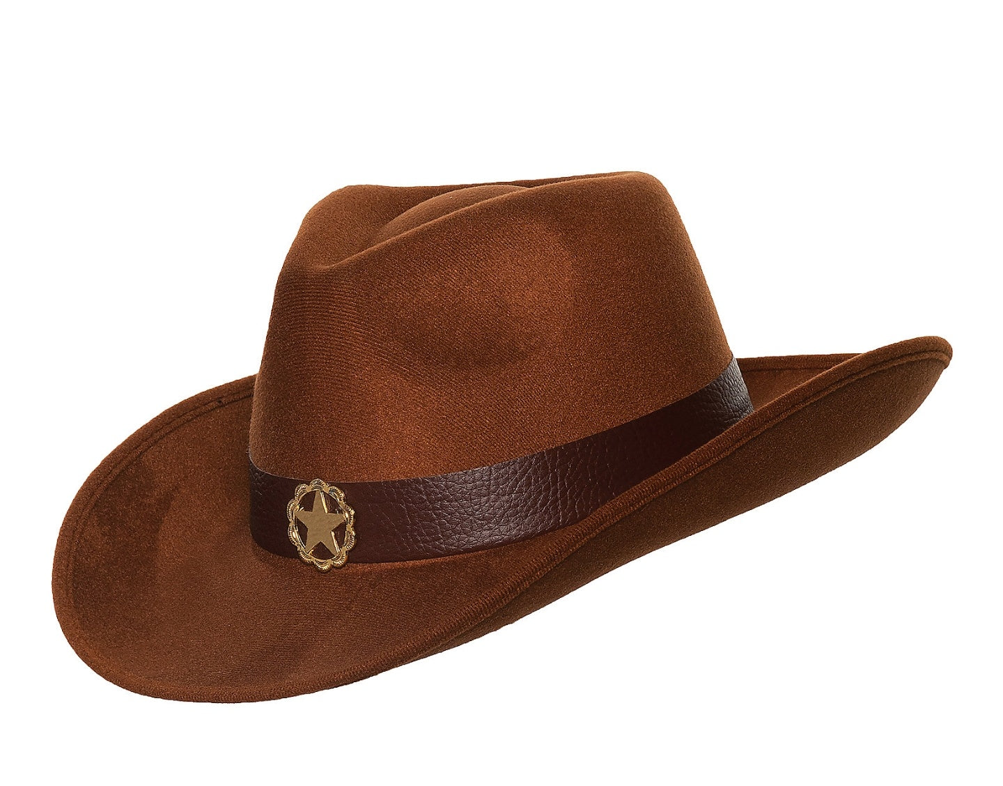 Brown Cowboy Sheriff Hat with Hatband