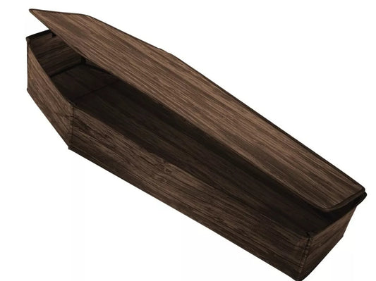 60" Wooden-Look Brown Coffin With Lid Halloween Decoration