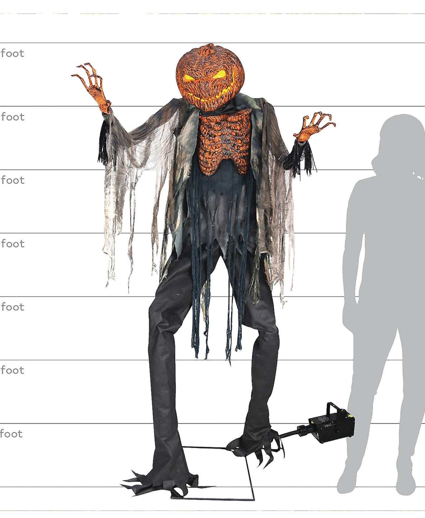 7 Ft. x 3 Ft. Animated Scorched Scarecrow with Fog Machine Decoration