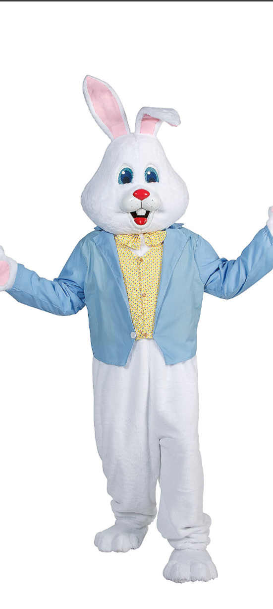 Adults Easter Bunny Costume with Blue Jacket & Yellow Vest
