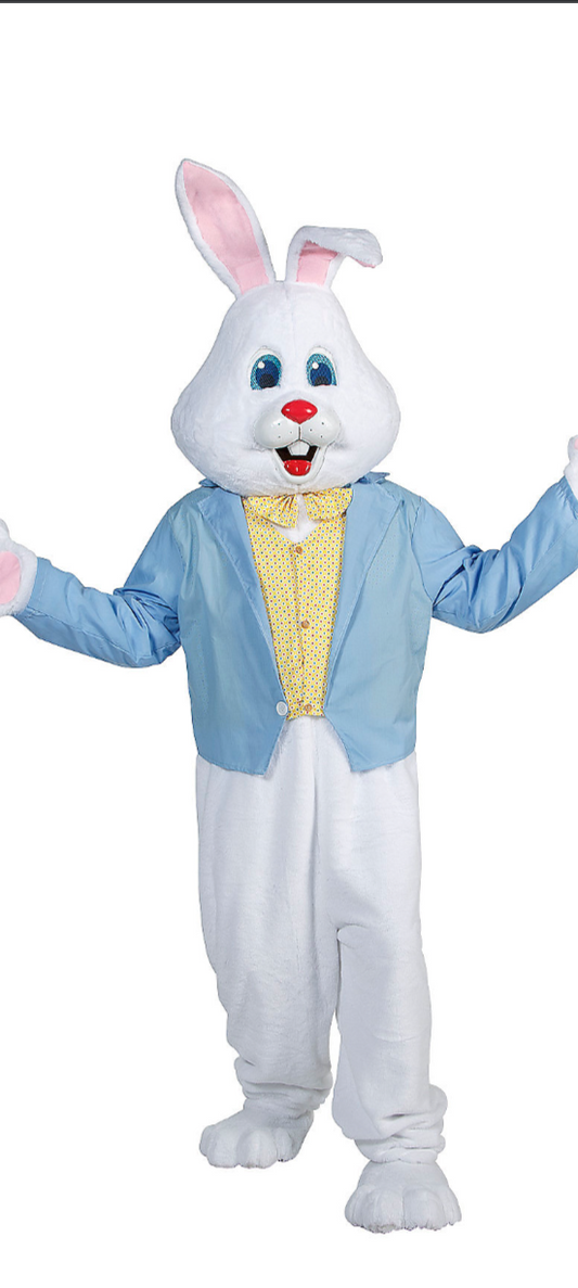 Adults Easter Bunny Costume with Blue Jacket & Yellow Vest